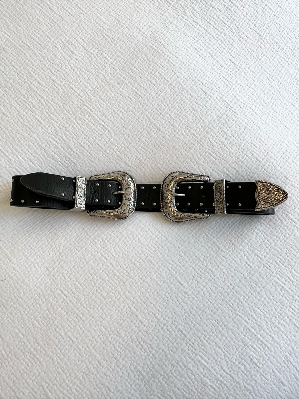 B-Low The Belt Bri Bri Studded Waist Belt Black Silver Leather Size Small